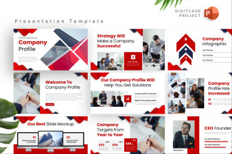 Red Geometric Company Profile PowerPoint Template